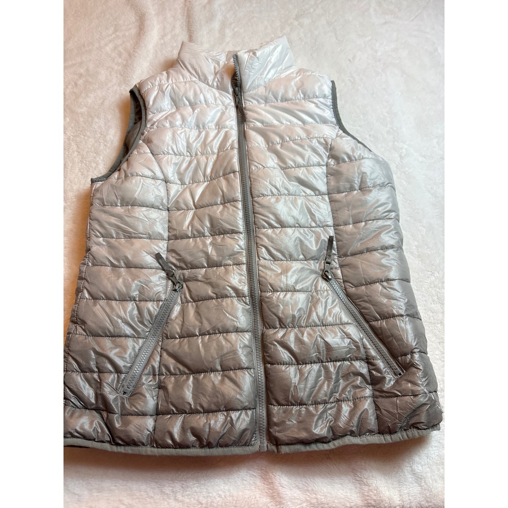 Jackson Hole Outerwear Womens Ombre Puffer Vest Silver White Packable Large